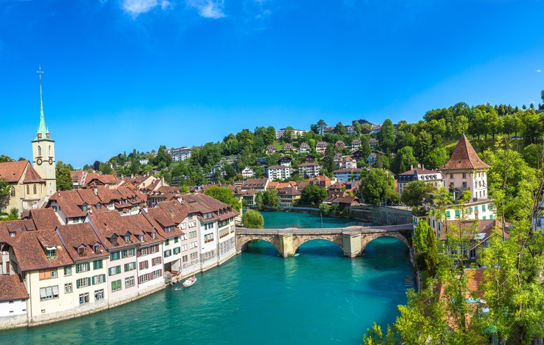 Foto der Stadthäuser an der Aare in Bern in der Region Bern